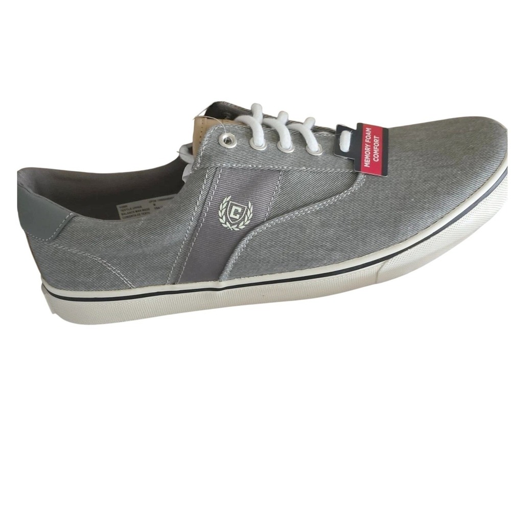 Chaps Mens Memory Foam Comfort Canvas Sneakers Grey Lace Up Shoes 11M / #S26262